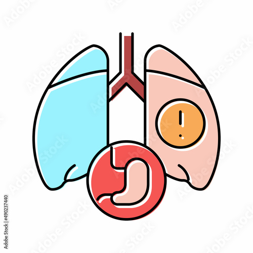 lung or breathing problems color icon vector illustration