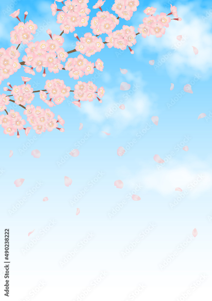 桜の花と青空の春らしいベクター素材 桜の花と青空の春らしいベクター素材
