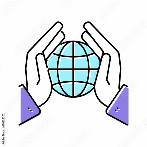 safety planet ecosystem color icon vector illustration