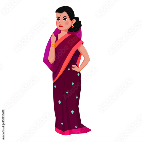 Vector illustration of an Indian woman isolated on a white background