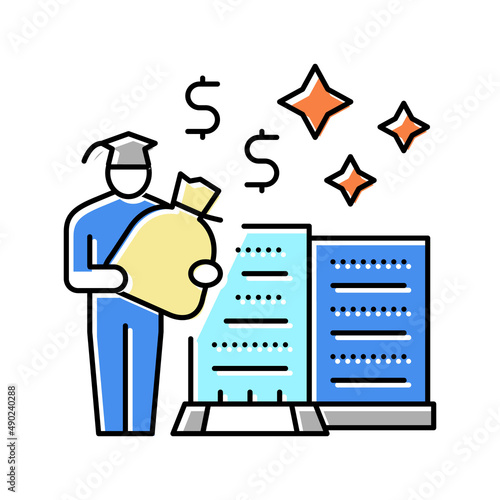 student grant awards color icon vector illustration