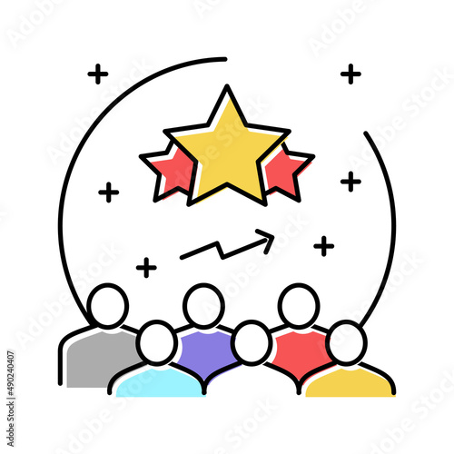 popularity reputation management color icon vector illustration