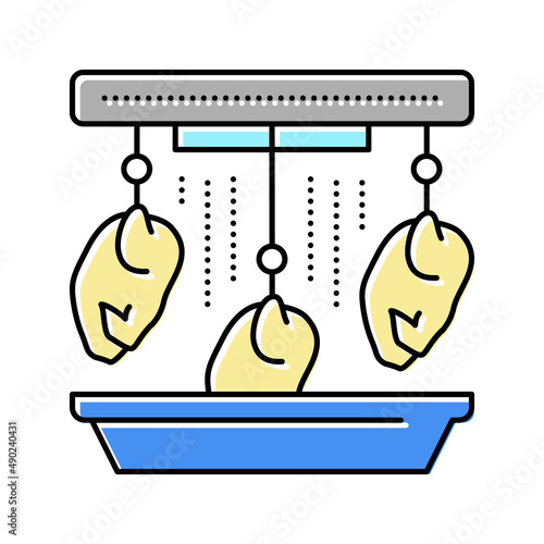 chicken carcass in factory washing machine color icon vector illustration