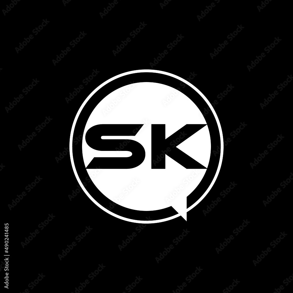 SK letter logo design with black background in illustrator, vector logo modern alphabet font overlap style. calligraphy designs for logo, Poster, Invitation, etc.	