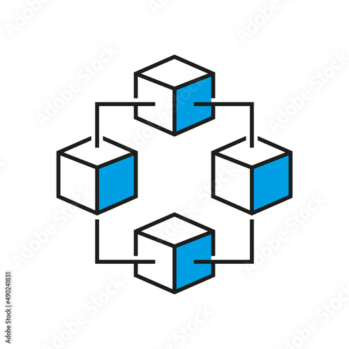 Blockchain system icon design. Digital smart contract. Cryptocurrency  technology linked network.