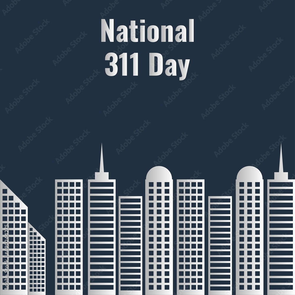 Building Icons Vector, National 311 Day concept, perfect for social media post templates, posters, greeting cards, banners, backgrounds, brochures. Vector Illustration