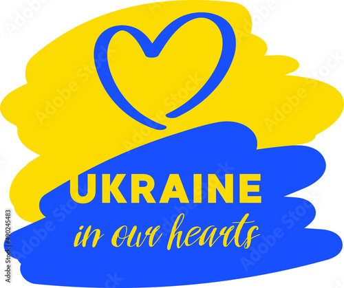 Heart icon with colors of Ukraine flag PRAY FOR UKRAINE