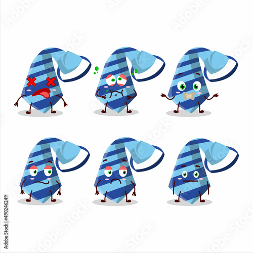 Blue tie cartoon character with nope expression