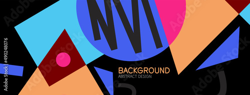 Abstract background. Blocks, lines, triangles, circles composition. Techno or business concept for wallpaper, banner, background, landing page