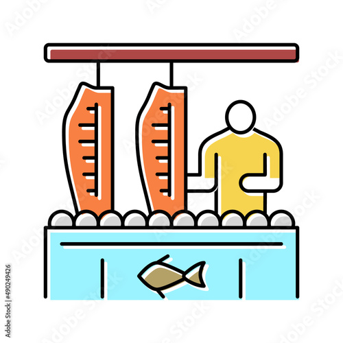processing plant salmon color icon vector illustration