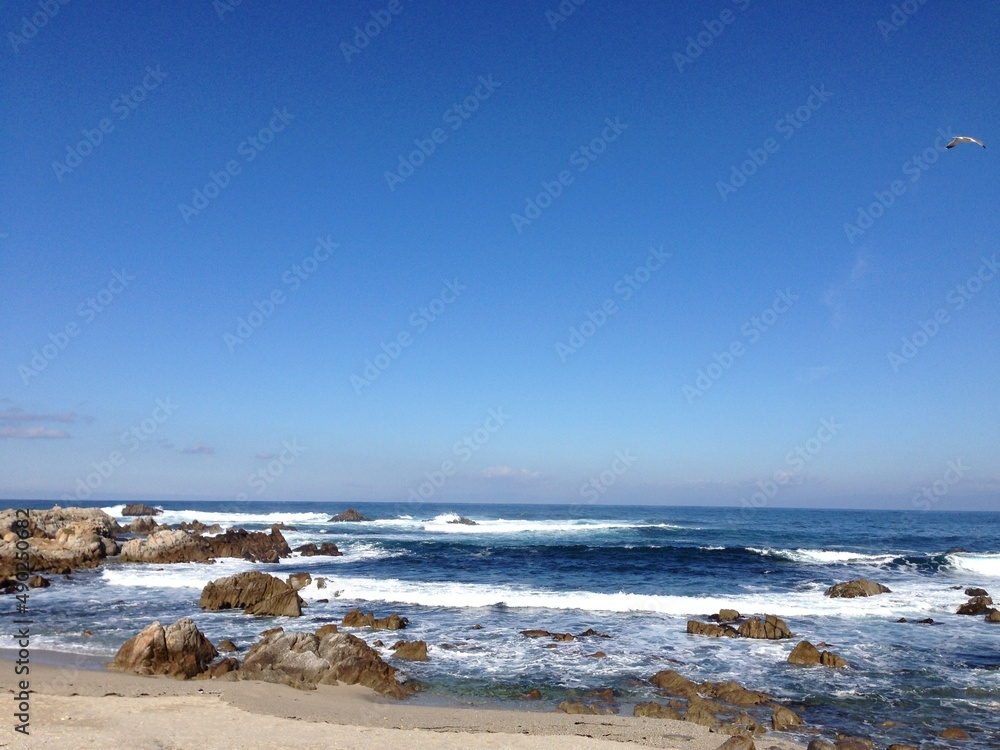 waves on the beach at california coastline