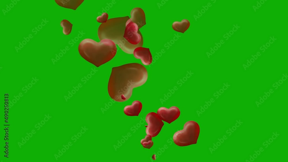 Red hearts motion graphics with green screen background Red hearts motion graphics with green screen background