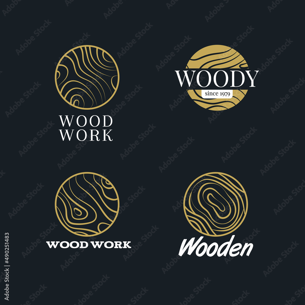 Simple Round Shape Wood Pattern Logo Design Collection Simple Round Shape Wood Pattern Logo Design Collection