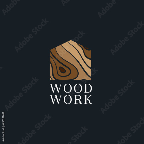 Simple Rectangular Wood Work Logo Design Template