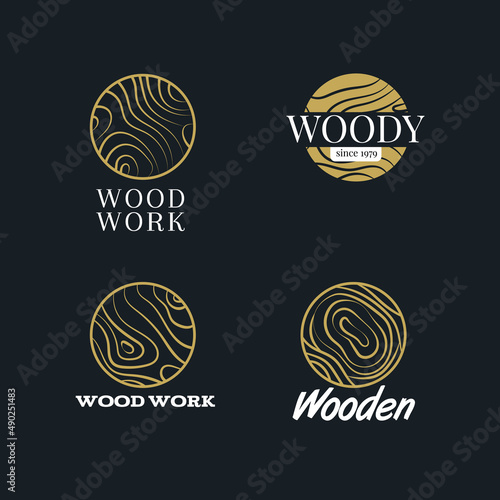 Simple Round Shape Wood Pattern Logo Design Collection
