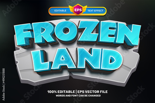 frozen land cartoon adventure Bold 3D Editable text Effect Style