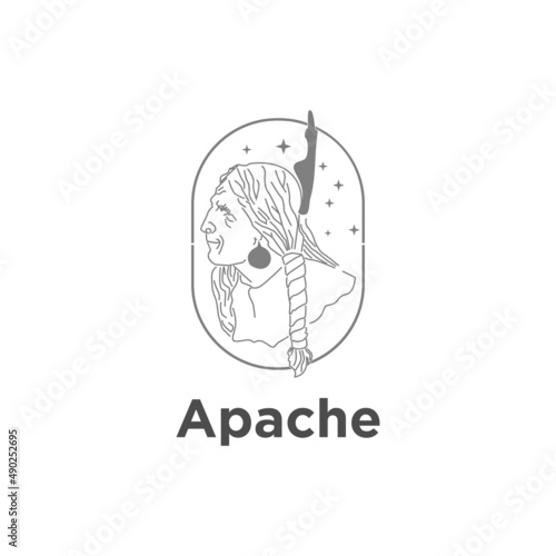 Apache logo for the company, vector illustration. Apache indian man head mascot logo vector image