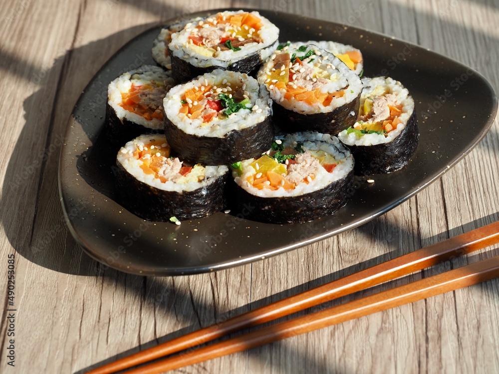 한국 전통음식 김밥, 요리 한국 전통음식 김밥, 요리