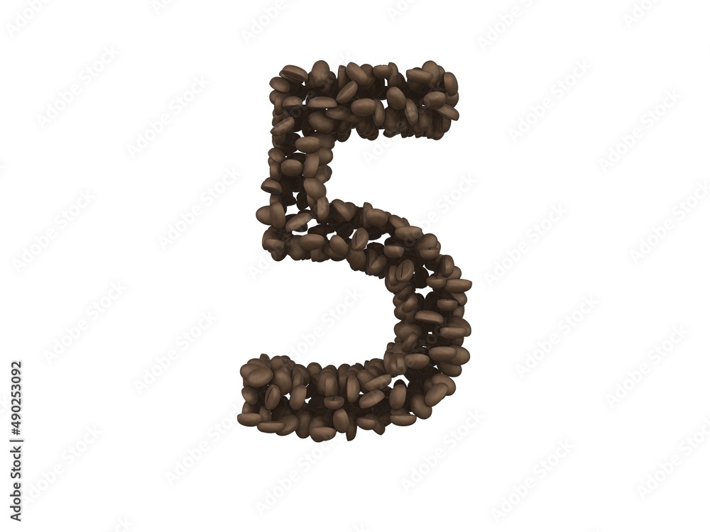 Coffee Bean Themed Font Number 5 Coffee Bean Themed Font Number 5
