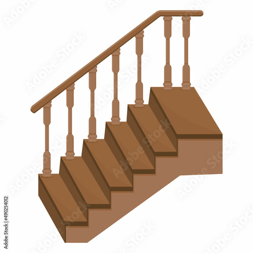 Wooden staircase to the porch - a staircase to enter the house with decorative wooden railings