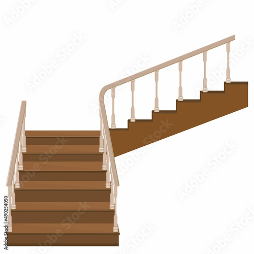 Wooden staircase to the porch - a staircase to enter the house with decorative wooden railings