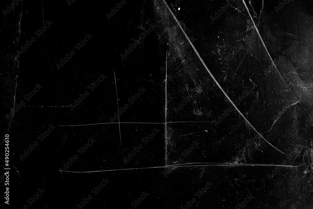 white scratches with spotsisolated on black background - obrazy, fototapety, plakaty 