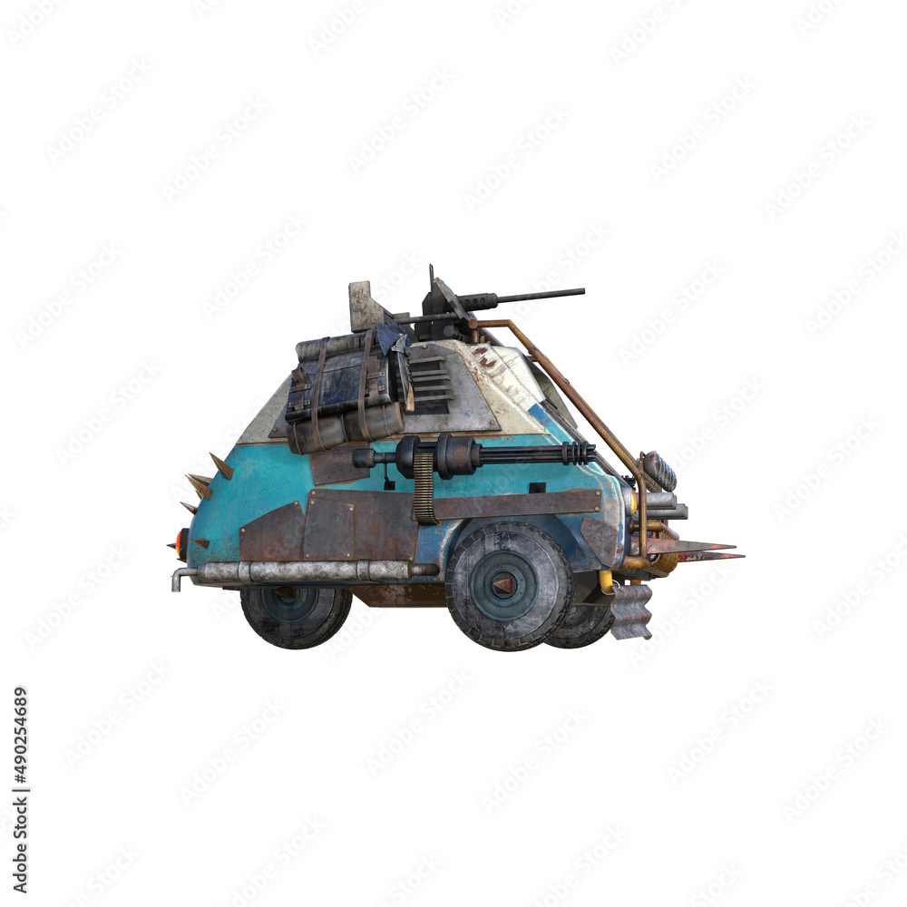 Fototapeta premium Apocalyptic car with weapon and equipment. 3d rendering - 3d illustration.