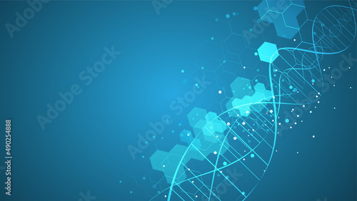 connection concept of fluorescence molecules and DNA is used in medicine and business.