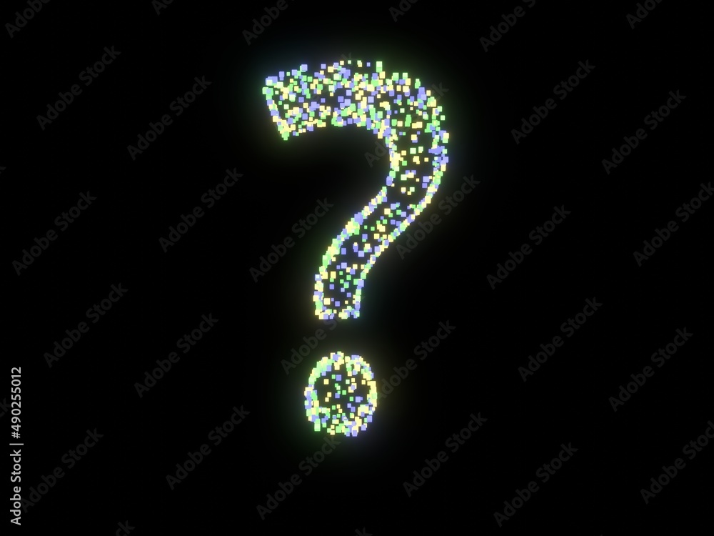 Naklejka premium Glowing Cube Themed Font Question Mark