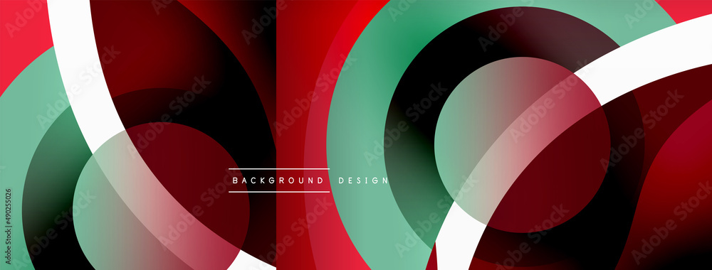 Abstract background with color geometric shapes. Beautiful minimal backdrop with round shapes circles and lines. Geometrical design. Vector illustration Abstract background with color geometric shapes. Beautiful minimal backdrop with round shapes circles and lines. Geometrical design. Vector illustration