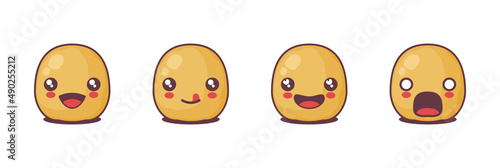 potato cartoon mascot illustration, with different facial expressions