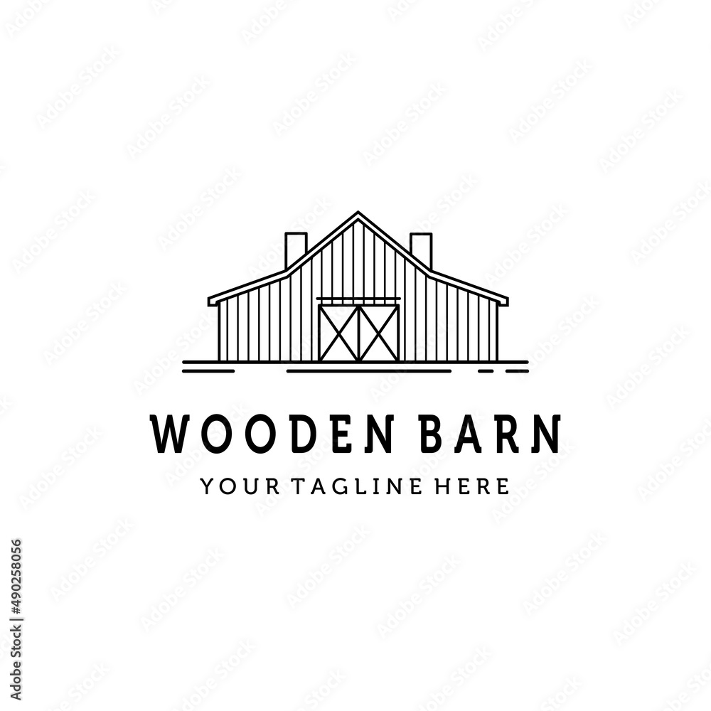 Fototapeta premium line art barn logo vector minimalist