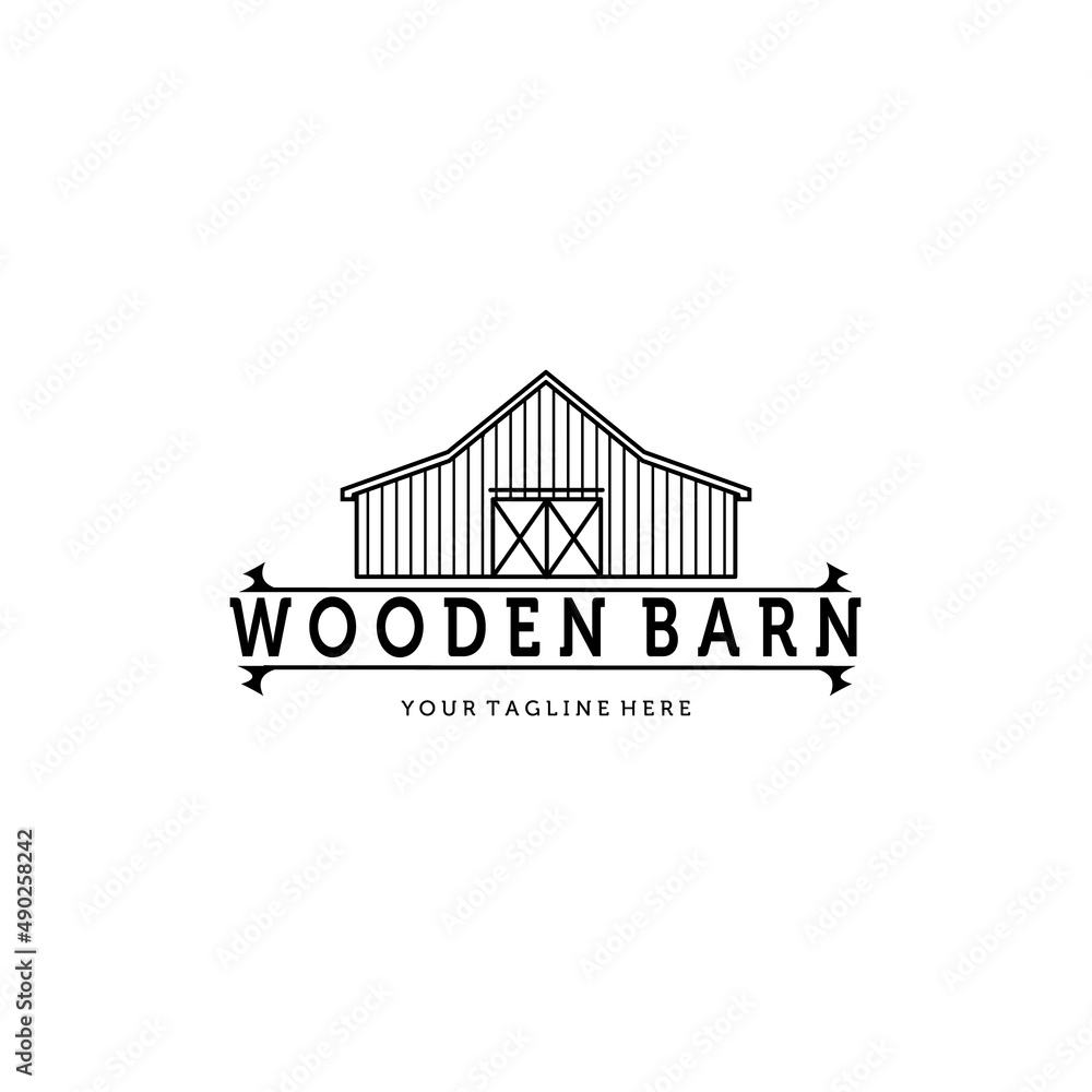 line art barn logo vector minimalist