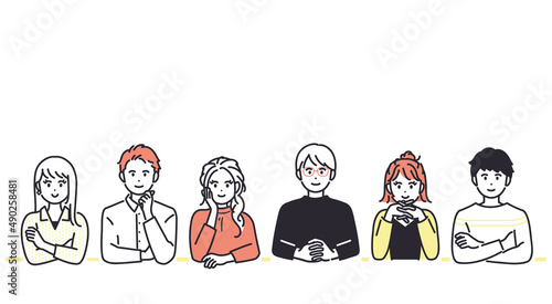 意見交換をする若い男女のイメージイラスト