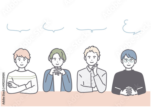 意見交換をする若い男性のイメージイラスト
