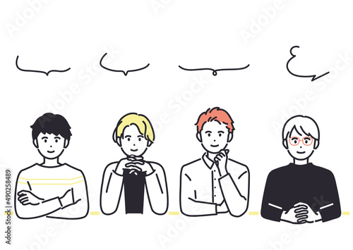 意見交換をする若い男性のイメージイラスト