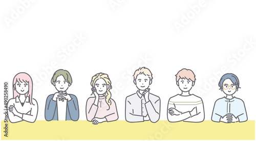 意見交換をする若い男女のイメージイラスト