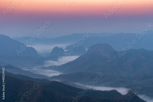 Beautiful mountain and sunrise in the morning time