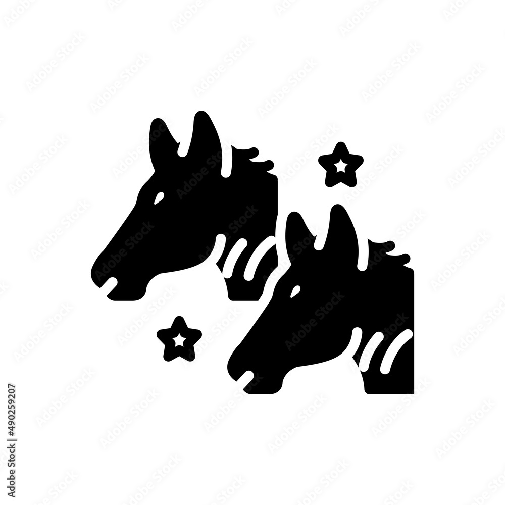 Black solid icon for horses