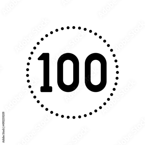 Black solid icon for hundred