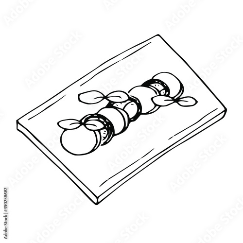 Salad caprese vector illustration, hand drawing doodle