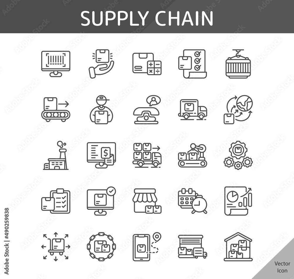 supply chain icon set, isolated outline icon in light background, perfect for website, blog, logo, graphic design, social media, UI, mobile app, EPS vector illustration supply chain icon set, isolated outline icon in light background, perfect for website, blog, logo, graphic design, social media, UI, mobile app, EPS vector illustration
