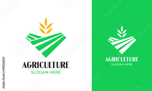 Nature agriculture field logo with golden wheat icon