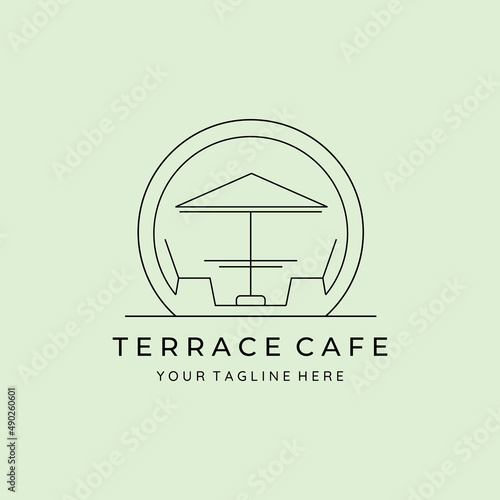 terrace cafe line art minimalist logo vector illustration design