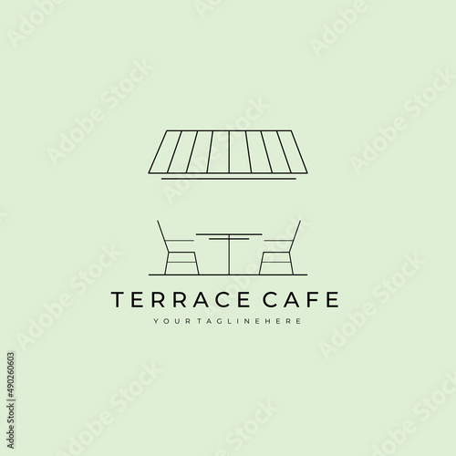 terrace cafe logo vector illustration design graphic, line art logo symbol