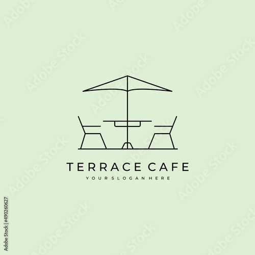 terrace cafe logo icon line art vector minimalist illustration design