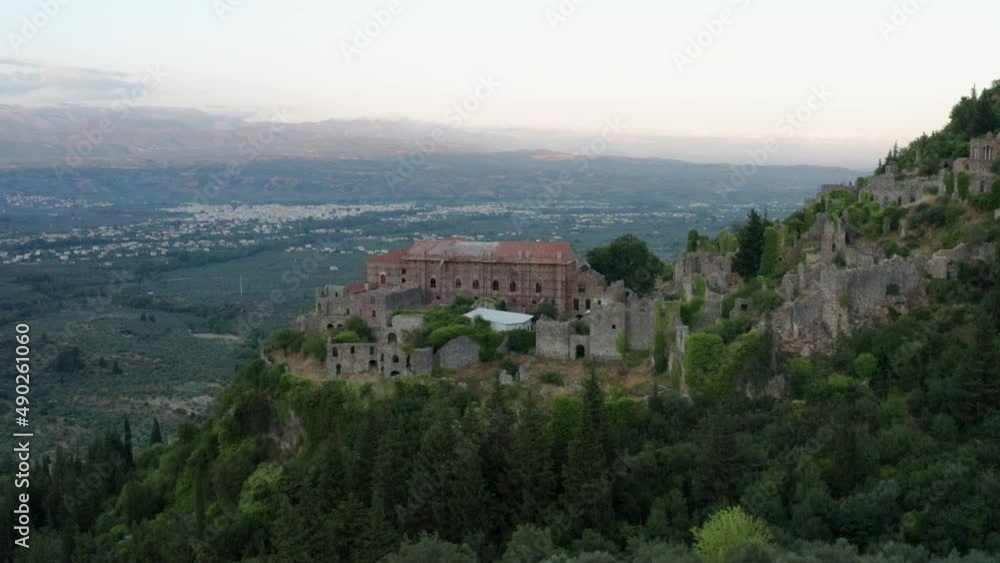 Aerial View Of Despot's Palace - Palace of Byzantine Emperors At Archaeological Site Of Mystra In Greece. Aerial View Of Despot's Palace - Palace of Byzantine Emperors At Archaeological Site Of Mystra In Greece.