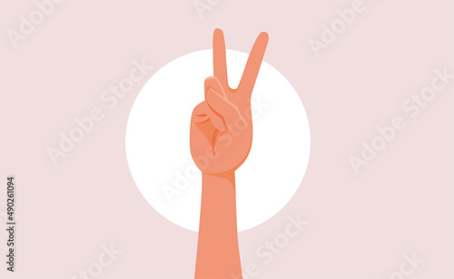 Hand Making Peace Sign Vector Cartoon Illustration
