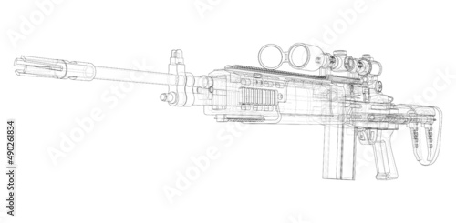 Machine Gun. Vector rendering of 3d