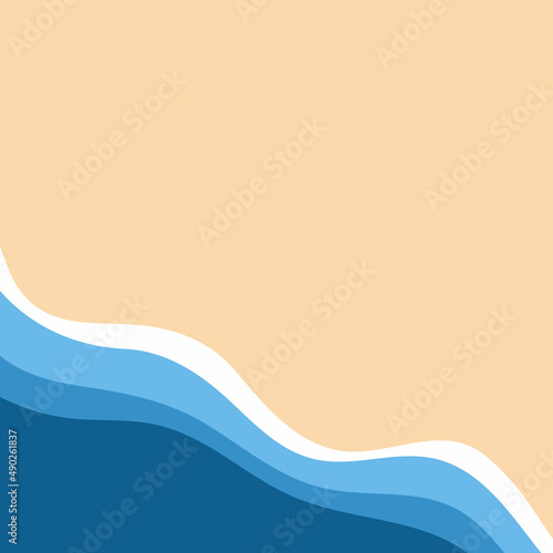 Abstract background of blue sea and summer beach for banner, invitation, poster or website design. Vector illustration in a flat style.